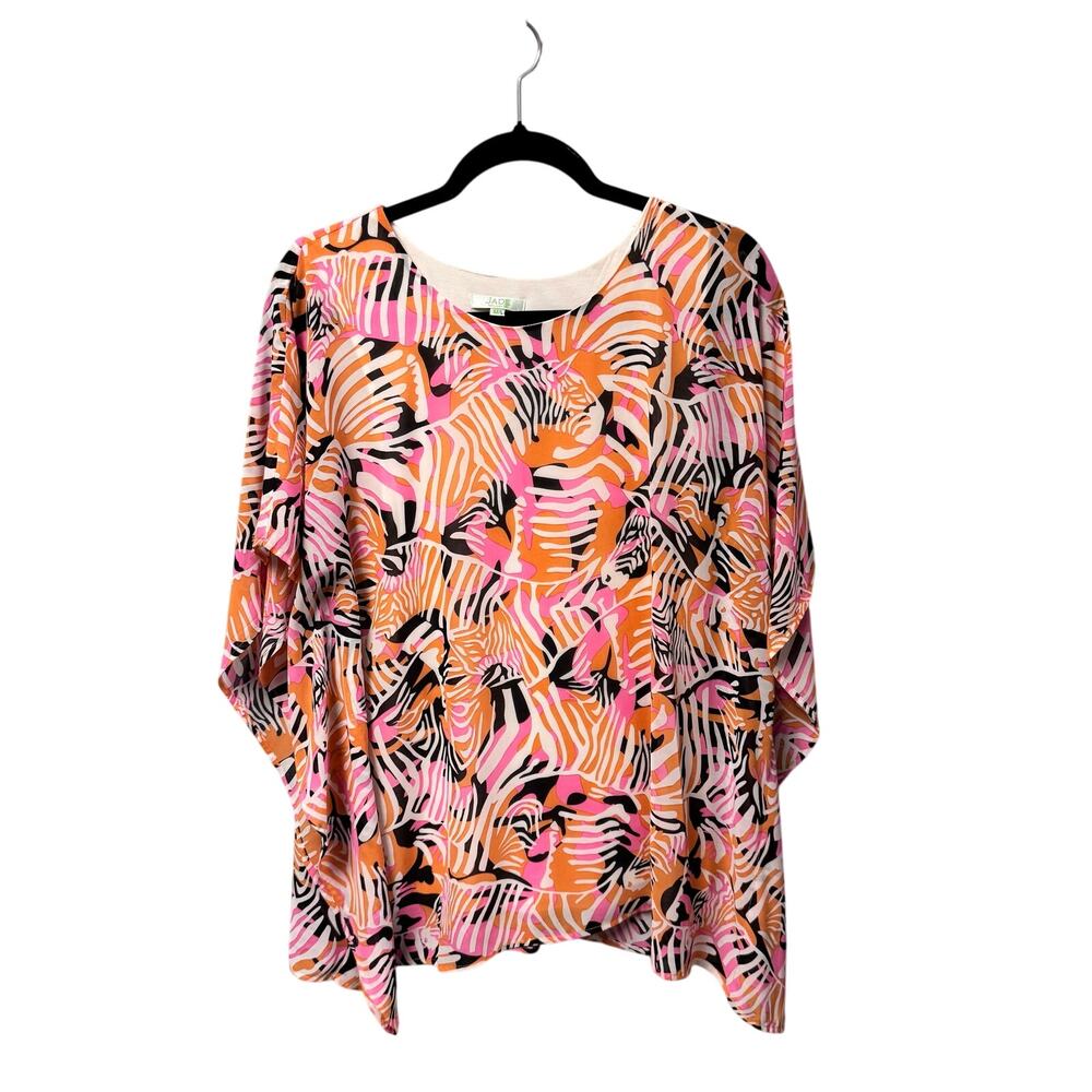 Jade Melody Tam Pink Orange Zaebra Print Kimono Top Womens Medium / Large